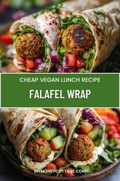 falafel wrap with meatballs and vegetables on it