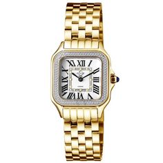 White Dial Watch, Diamond Quartz, Yellow Gold Bracelet, Diamond Watch, Stainless Steel Band, Ladies Watch, White Dial, Steel Watch, Swiss Watches