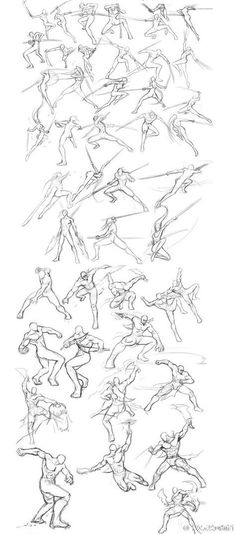 a line drawing of people doing different poses