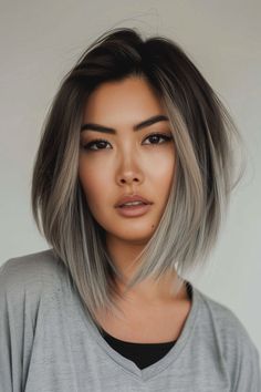 Discover the 34 most flattering asymmetrical bob hairstyles! From bold angles to chic asymmetry, find your perfect style inspiration. 💇‍♀️✨ #AsymmetricalBob #Hairstyles #HairInspo #ChicStyles Shoulder Length Hair Asymmetrical, Asian Hair Bob Medium, Ash Grey Short Hair Asian, A Symetrical Long Bob, Asymmetrical Bob Asian, Asymmetrical Bob Thick Hair, Asymmetrical Bob Hairstyles, Long Asymmetrical Haircut, Hair Refresh