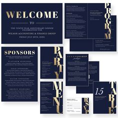 an open brochure with gold foil lettering on it and the words welcome to them