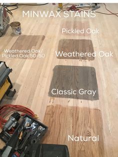 wood flooring with different types of paint and tools