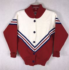 Vtg Pep Threads Red White Blue Cardigan Sweater S/M Cheerleader Cheer Squad USA | eBay Pep Squad, Cheer Squad, Teen Outfits, Cheerleading Outfits, Ebay Selling, Valley Girls, Blue Cardigan, Sweater Making, Fashion Vintage