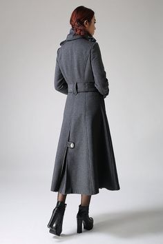 double breasted coatMilitary Coat wool coat Gray by xiaolizi Gray Pea Coat With Buttons For Winter, Elegant Gray Wool Coat For Office, Gray Wool Long Sleeve Coat For Office, Gray Wool Coat For Office In Fall, Elegant Gray Wool Coat With Pockets, Gray Double-breasted Wool Coat For Fall, Gray Fitted Wool Coat With Pockets, Fitted Gray Wool Coat With Pockets, Gray Long Pea Coat For Winter