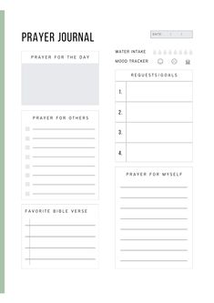 the prayer journal is open and ready to be filled with notes, reminders, and more