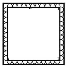 a black and white drawing of a square frame with circles on the border around it