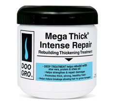 Doo Gro Mega Thick Intense Repair Rebuilding Thickening Treatment 16oz This product data sheet is originally written in English. Doo Gro Mega Thick Intense Repair Rebuilding Thickening Treatment 16oz REPAIR REBUILDING THICKENING TREATMENT DEEP TREATMENT helps rebuild with aloe vera, protein & shea oil Helps strengthen and repair damage Promotes thick, strong, healthy hair Helps reduce breakage allowing hair to grow longer THICKER, STRONGER, HEALTHY HAIR! Helps promote thick strong, healthy hair. Virgin Hair Fertilizer, Hair Fertilizer, Organic Root Stimulator, Strong Healthy Hair, Regrow Hair, Hair Help, Hair Thickening, Damaged Hair Repair, Deep Conditioning