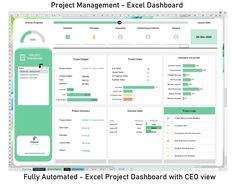 the project management dashboard is displayed in this screenshote, and shows how to use it