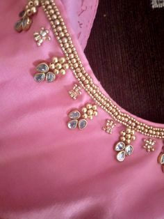 Simple Stone Work Blouse Designs, Blouse Stone Work, Pinterest Models, Blouse Design Bridal, Blouse Design Simple, Magam Works