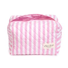 Our Barbie Large Makeup Bag is a stylish and spacious carry-all designed to hold all your essentials with a classic look.  The quilted exterior is made from a beautiful striped pink material, complemented by a matching striped pink interior.  Ideal for organizing your makeup and beauty essentials or serving as a travel organizer (it fits perfectly inside a suitcase), this bag is a must-have for anyone who values both organization and style.  Size: 10" x 6" x 6" Mini Makeup Bag, Large Makeup Bag, Mini Makeup, Travel Organizer, Pink Interior, Backpack Tote Bag, Pink Gingham, Cosmetic Case, Beauty Essentials