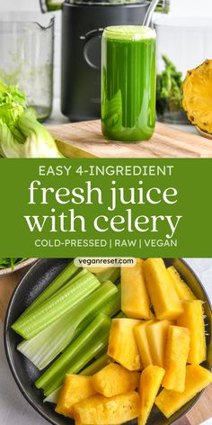 Cold-Pressed Green Juice (Quick & Easy)🌿 Juicer Celery Recipe, Celery Juicing Recipes, Juicing Celery Recipes, Simple Green Juice, Raw Juice Recipes, High Carb Vegan Recipes, Veggie Juice Recipes, Natural Juice Recipes, Celery Juice Recipe