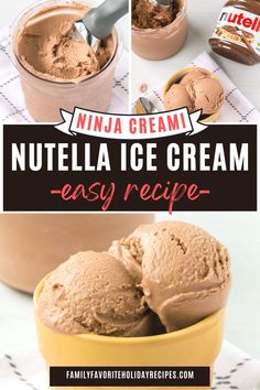 nutella ice cream recipe in a yellow bowl