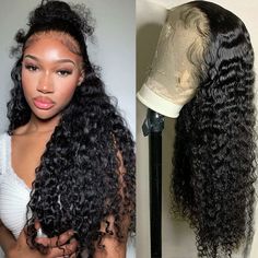 PRICES MAY VARY. 【100% Premium Human Hair Material】Water Wave Human Hair Lace Front Wigs For Black Women, 100% Unprocessed Brazilian Virgin Human Hair, And 180% Density With Baby Hair. Full And Thick. 【Wigs For Black Women Human Hair Quality】: HD Transparent 13x4 Inch Swiss Lace Front Wig, , Glueless Water Wave Lace Frontal Wigs Human Hair Bleached Knots, No Tangle & No Shedding. 【Water Wave Wig Cap】Stretchy Breathable Wig Net (perimeter About 22 Inch - 22.5 Inch) With 4 Combs, At Front And Side Deep Curly Lace Front Wig, Black Curly Wig, Hair For Women, Lace Front Wigs Human Hair, Black Curly, Wave Wig, Curly Lace Front Wigs, Deep Curly, Wigs Human Hair