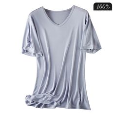 This V neck T shirt is made of premium mulberry silk material, 100% 6A grade knit silk. It's simple and comfortable. Silk protein fiber will not cause any allergy, beneficial to skin health, very soft, and light. Suitable for everyday wearing and protect your health.This jersey-knit silk t-shirt stretches and breathes to provide ultimate comfort yet look very stylish. Basic V neck, short sleeve Smooth and breathable 4 Sizes, please check on the size guide. 4 Colors: silver gray, black, white, nu Elegant V-neck T-shirt For Summer, Solid Spring Tops With Soft Touch, Solid Color Soft Touch Spring Tops, Soft Touch Solid Color Spring Tops, Solid Plain V-neck T-shirt, Solid V-neck Plain T-shirt, Summer Stretch Tops With Soft Touch, Casual Summer Tops With Soft Touch, Silk T Shirt