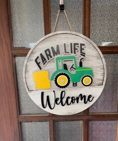 Green Tractor Harvest Green Tractors, Red Tractor, Pocket Door, Pocket Doors, Paint Stain, Clear Coat, Farm Life, Birch Plywood, Shop Policies