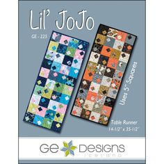 two quilts with different designs on them and the words lil jojo written in white