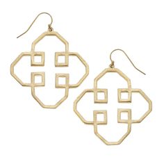 Geometric Outline, Susan Shaw, Preppy Brands, Clover Earrings, Freshwater Pearls Earrings, 24kt Gold, Gold Filigree, Scarf Jewelry, Delicate Earrings