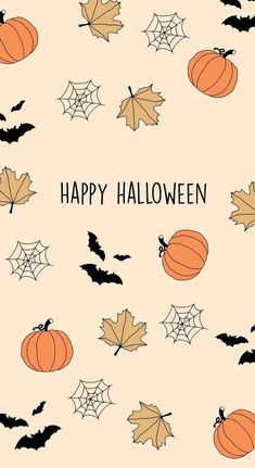 a halloween card with pumpkins, bats and spider web on the bottom right hand corner