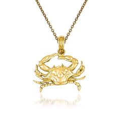 Ross-Simons - 14kt Yellow Gold Crab Pendant Necklace. 18". A charming expression. Show your personal style with this 14kt yellow gold crab pendant necklace. Includes cable chain with lobster clasp. 14kt yellow gold charm pendant necklace. Natural Gold, Charm Pendant Necklace, Pendant Gold, Fine Jewellery Necklace, Gold Charm, Cultured Pearls, Chain Styles, Cable Chain, Necklace Pendant