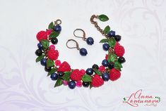 Berries jewelry set Bracelet Sister gift Wife bracelet gift Raspberries bracelet gift Blueberry earrings Berry jewelry gift Juicy jewelry Handmade Polymer Clay Bracelets For Gift, Handmade Polymer Clay Jewelry Bracelet, Handmade Polymer Clay Bracelet, Handmade Berry Earrings For Gift, Handmade Berry Colored Earrings For Gift, Elegant Polymer Clay Necklace For Gifts, Elegant Polymer Clay Necklaces For Gifts, Blue Polymer Clay Bracelet, Handmade Bracelet Jewelry As A Gift For Her