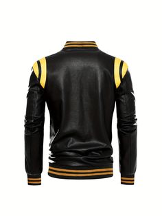 Pu Jacket, Faux Leather Biker Jacket, Leather Biker Jacket, Biker Jacket, Men's Casual, Color Block, Mens Jackets, Rings For Men, Men Casual