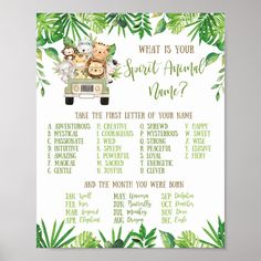 an animal themed wedding game with the words what is your spirit animal? on it