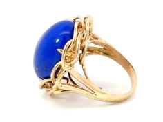 Ring Specifications:Metal: 14k Yellow GoldTotal Weight: 11.0 GramsGemstone: Lapis LazuliLapis Lazuli Measurements: ~20.4 mm x 15 mm x 7.1 mmRing Size: 6.25 (resizable)Stamped: "14K"Condition: Preowned, excellent100% Authentic. Please ask all questions before bidding or making a best offer. International Bidders please contact us before bidding for shipping availability and charges. 14k Gold Blue Oval Cabochon Rings, Blue 14k Gold Oval Cabochon Rings, Oval Blue Opal Ring In 14k Gold, Elegant Blue Oval Cabochon Signet Ring, Blue Opal Ring In 14k Gold For Formal Occasions, Oval Dome Ring With Gemstone In 14k Gold, Collectible 14k Gold Oval Cabochon Ring, Blue Oval Dome Ring For Formal Occasions, Blue Oval Dome Ring For Formal Events