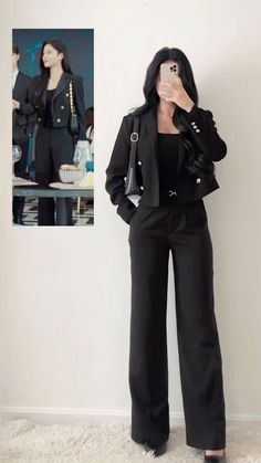 Kdrama Black Outfits, Business Casual Outfits Heels, Korean Styling Outfits, Black Outfits Office, Korean Outfit For Women, Business Casual Outfits Korean Style, Women Korean Outfits, Kdrama Casual Outfits Women, Professional Outfits Women Korean