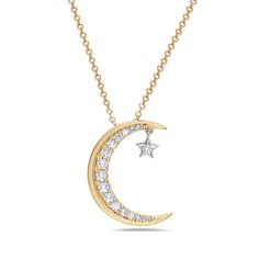 Birmingham Jewelry Item Number: BJNK12771XD Women's Gold Necklace Moon And Star With Diamonds 14K Yellow Gold / White GoldChain Included: 16" - 18" Adjustable Diamond: 18 round 0.38ct *The possibilities are not limited to the options in the dropdown. For pricing on further customizations & special options, please call: 1-586-939-5100 Luxury Yellow Gold Celestial Diamond Necklace, Luxury Star-shaped Diamond Necklace For Women, 14k Gold Celestial Necklace With Single Cut Diamonds, 14k Gold Crescent Celestial Necklace, Celestial Yellow Gold Necklaces With Single Cut Diamonds, Celestial Yellow Gold Necklace With Single Cut Diamonds, Celestial Style Necklace With Single Cut Diamonds For Anniversary, Celestial Necklace With Single Cut Diamonds For Anniversary, Celestial Style Necklaces With Single Cut Diamonds For Anniversary