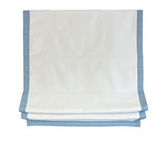 a white and blue napkin on a white background