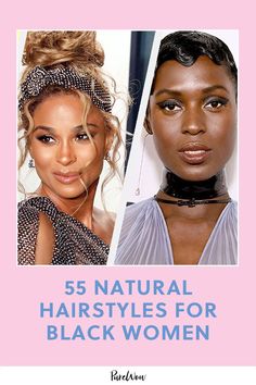 Whether you’re looking to do a big chop, dabble in a protective style or manage your bountiful curls, there are tons of chic ways you can revamp your look. From Kelly Rowland’s box braids to Yara Shahidi’s curly updos, we’ve gathered 55 natural hairstyles for Black women to try now.