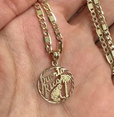 "🎱 PUERTO RICO CHARM PENDANT - Your choice of Silver (includes 1mm rolo chain), or 14k gold charm (charm only) 🎱  **Silver ready to ship, 14k gold is made-to-order in 2-3 weeks Puerto Rican pride is unlike any other! Rep our beautiful island with this Puerto Rico charm, cast from a vintage charm sourced in NYC. This charm is the perfect little medallion featuring a cut out design of the beloved Coqui next to a palm tree, with \"Puerto Rico\" in a pretty script. Diamond-cut detailing circles th Puerto Rico Necklace, Puerto Rican Jewelry, Puerto Rico Jewelry, Puerto Rican Aesthetic, Puerto Rico Vintage, Betty Boop Jewelry, Mandala Journal, Gold Jewelry Aesthetic, Puerto Rican Pride