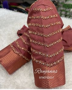 Aari Work On Sleeves, Simple Hand Aari Work Designs, Sleeve Aari Designs For Blouse, Sleeves Aari Work Design, Aari Design Pattern, Aari Blouses Weddings, Aari Work For Blouse, Simple Ariwork Blouse, Red Blouse Work Designs