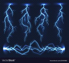 set of lightning effects on transparent background