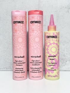 AMIKA Mirrorball Shampoo & Conditioner 9.2oz/ea & 6.7oz Smooth Over Frizz New. Amika Shampoo And Conditioner, Amika Mirrorball, Amika Shampoo, College Bathroom, Shampoo Conditioner, Shampoo And Conditioner, Christmas List, Health And Beauty, Hair Care