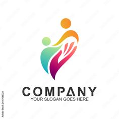 abstract logo design with colorful people holding each other in the shape of a heart, suitable for