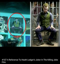 the joker is sitting in front of his jail cell and he looks like he's getting