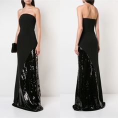 Nwt Sachin & Babi Chere Strapless Sequin Gown Jet Black Size 6 New With Tags Strapless Boning In Bodice Hidden Back Zipper Luxury Black Strapless Dress, Black Sequin Dress Long, Sequin Dress Long, Jet Black Color, Sachin Babi, Sequin Gown, Black Sequin Dress, Black Sequins, Jet Black