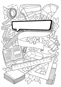 an image of school supplies coloring page