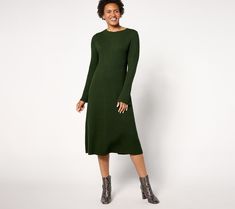 Constructed in a flattering and versatile midi length, this work-to-weekend sweater dress is the perfect backdrop for all your favorite accessories and jewelry. From Me by Jennie Garth. Weekend Sweater, Sweater Midi Dress, Jennie Garth, Sweater Dress Midi, Forest Green, Midi Length, Dress Skirt, Sweater Dress, Fashion Dresses