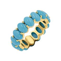 Turquoise is essential in all jewelry collections, especially for our Baby Gold Fam! We have launched a true essential! Our Turquoise Oval Eternity ring features all natural turquoise oval stones hand set by our master setters. Not only is this a showstopper for the bold look it will create but it is critical in its na Luxury Artisan Oval Turquoise Ring, Elegant Oval Turquoise Gemstones, Artisan Oval Multi-stone Turquoise Ring, Luxury Oval Turquoise Gemstones, Luxury Yellow Gold Turquoise Ring, Oval Cabochon, Dream Gift, Sleeping Beauty Turquoise, Oval Stone, Genuine Turquoise