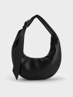 Noir Toni Knotted Curved Hobo Bag | CHARLES & KEITH Karl Lagerfeld Bag, Charles And Keith Bags, Charles And Keith, Ideal Wardrobe, Embroidered Tote, Buy Bags, Size Chart For Kids, Charles Keith, Fabric Bags