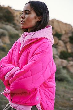 Pippa Packable Puffer Jacket Comfy Travel, Free People Activewear, Pink Fits, Free People Jacket, Fp Movement, Oversized Silhouette, Pullover Jacket, Active Wear Leggings, New Tops