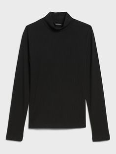 Mock-Neck T-Shirt | Banana Republic Fitted Turtleneck T-shirt, Trendy Ribbed Funnel Neck Top, Trendy Turtleneck T-shirt For Fall, Classic Ribbed Funnel Neck Top, Ribbed Turtleneck Top For Work, Trendy Turtleneck Top With Ribbed Collar, Mock Neck And T Shirt, Tops And Blouses, Work Wardrobe