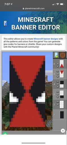 the minecraft banner editor app is shown on an iphone screen, and it's full