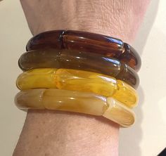 Bamboo Bracelet, Bangle Stack, Bracelet Trendy, Trendy Bracelet, Tube Bracelet, Acrylic Tube, Trendy Bracelets, Stacked Bangles, Jewelry Fashion Trends