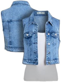 Trendy Denim Blue Vest Outerwear, Denim Vest For Fall, Denim Blue Denim Vest Outerwear, Sleeveless Denim Jacket With Pockets For Fall, Trendy Blue Vest Outerwear, Trendy Denim Vest Outerwear, Trendy Blue Sleeveless Outerwear, Casual Sleeveless Denim Outerwear, Trendy Blue Sleeveless Denim Vest