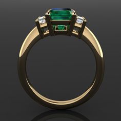 kennedy ring 2.3 carat emerald cut ZAYA moissanite | Etsy Green Moissanite Ring, Green Moissanite, Emerald Diamond Earrings, Ring Jewellery Design, Fake Diamond, Colored Stone Rings, Gold Rings Jewelry, Indian Gowns, 3 Carat