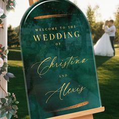 a welcome sign to the wedding of christiana and alex