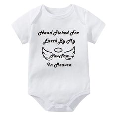 Includes: OnesieMaterial: CottonGender: Boys & GirlsPattern: Letters, Angel WingsSleeve Length: ShortSummary: Baby Toddler Short Sleeve Hand Picked for Earth By My PawPaw in Heaven Remembrance Celebration of Life Onesie Hand Picked, Celebration Of Life, Baby Toddler, Onesies, White And Black, Angel, Celebrities